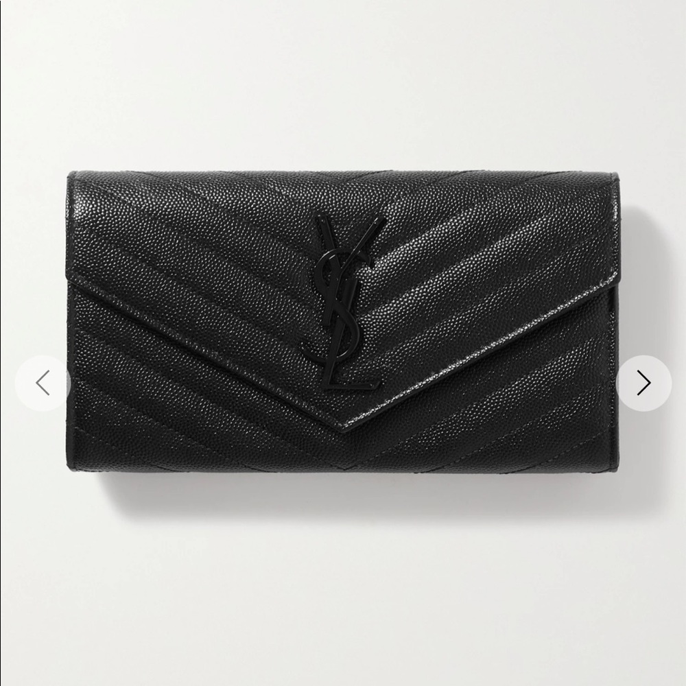 SAINT LAURENT
Monogramme quilted textured-leather wallet